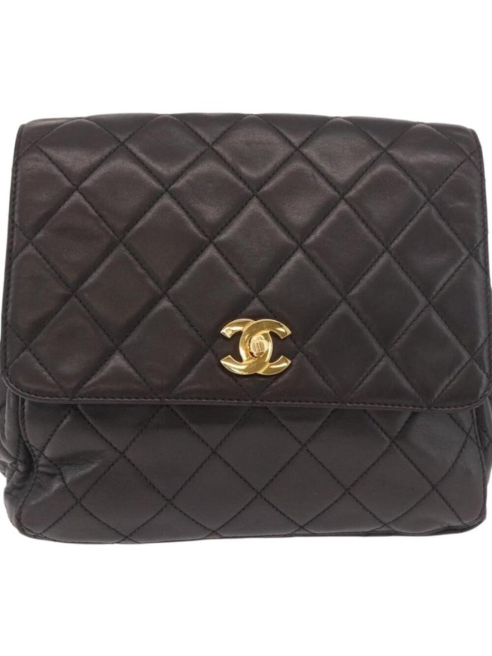 CHANEL Matelasse Backpack Lamb Skin Gold Black CC - Picture 2 of 16